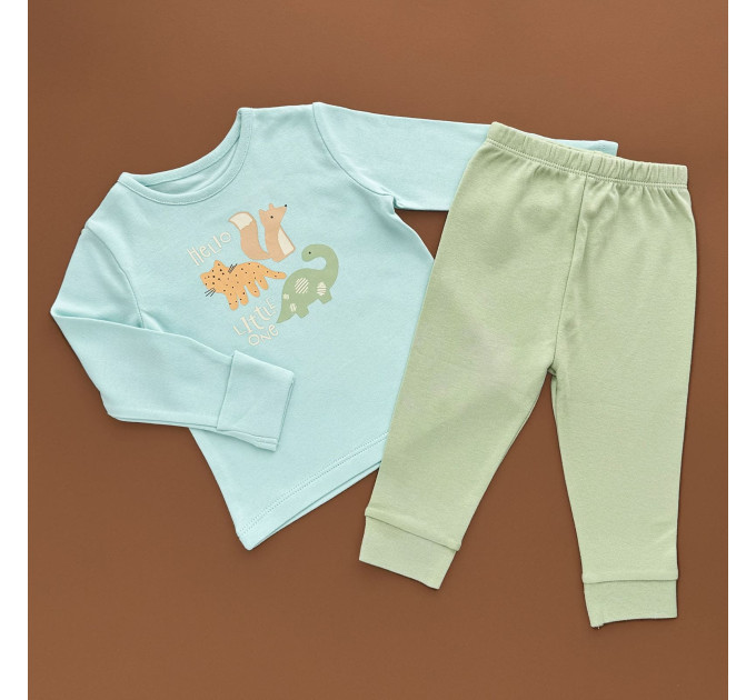 Піжама George, реглан з штанами, синій, зелені штанці/3-ри тваринки