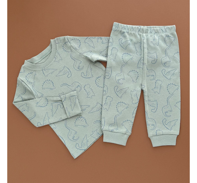 Піжама George, реглан з штанами, хакі/динозаврики