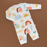 Чоловічок Next, відкрита ніжка, молочний/веселка, сонечко, яблучко