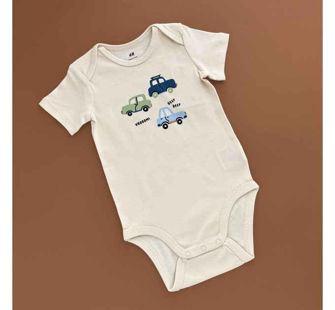 Боді H&M короткий рукав, світло-бежевий/три машинки