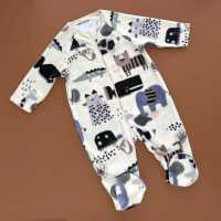 Чоловічок Next з блискавкою, закрита ніжка, фліс, молочний/принт