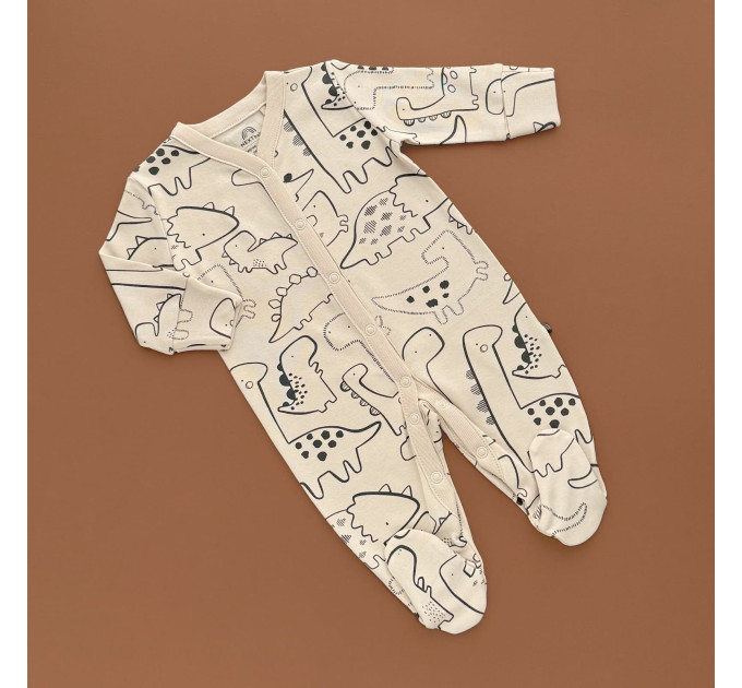 Чоловічок Next, закрита ніжка, бежевий/динозаври