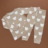 Піжама George, реглан з штанами, бежевий/мордочки ведмедиків