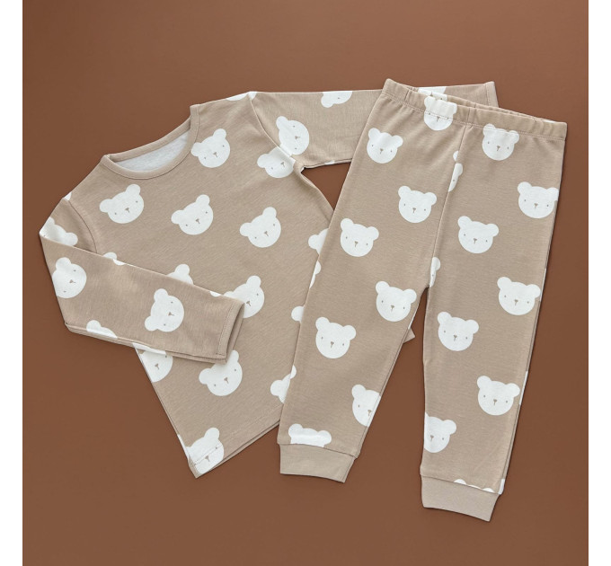 Піжама George, реглан з штанами, бежевий/мордочки ведмедиків