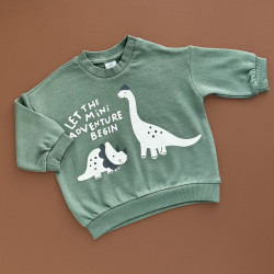 Світшот H&M, двонитка, тоненька байка, зелений/динозаври