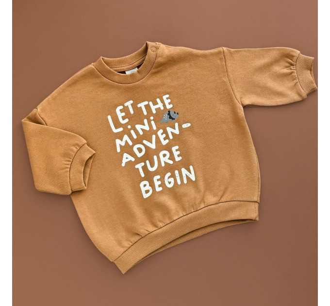 Світшот H&M, двонитка на байці, коричневий/надпис