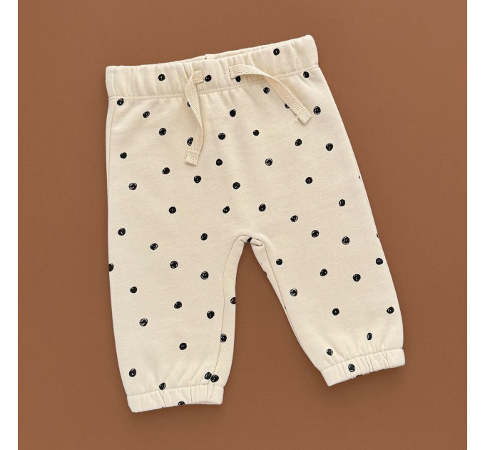 Штани George флісові, бежевий/чорний горох