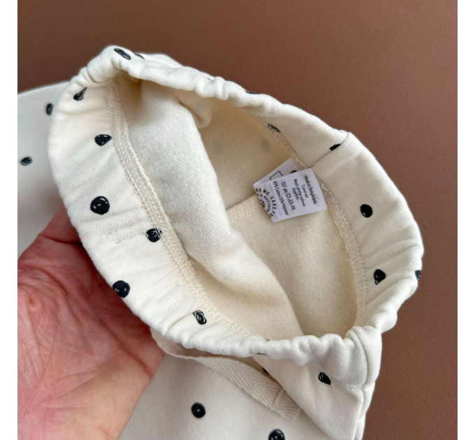 Штани George флісові, бежевий/чорний горох