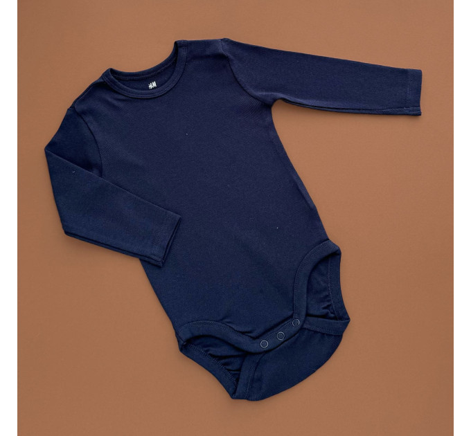 Боді H&M з довгим рукавом, кнопки на плечі, темно-синій