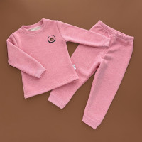 Піжама утеплена, реглан з штанами, рожевий/мордочка ведмедика