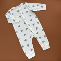 Чоловічок H&M, відкрита ніжка, молочний/сірі сердечка