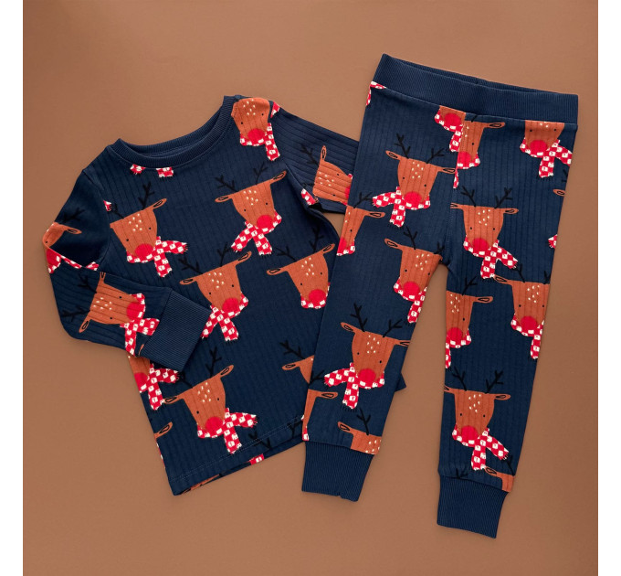 Піжама Next, новорічна, синій/Олені
