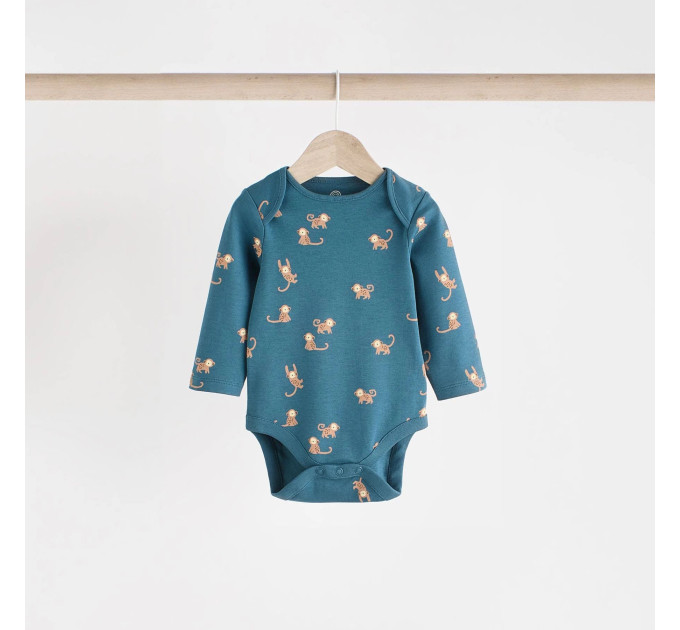 Боді Next з довгим рукавом, зелений/мавпочки