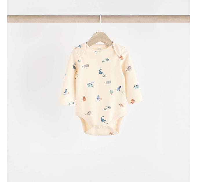 Боді Next з довгим рукавом, молочний/принт тваринок