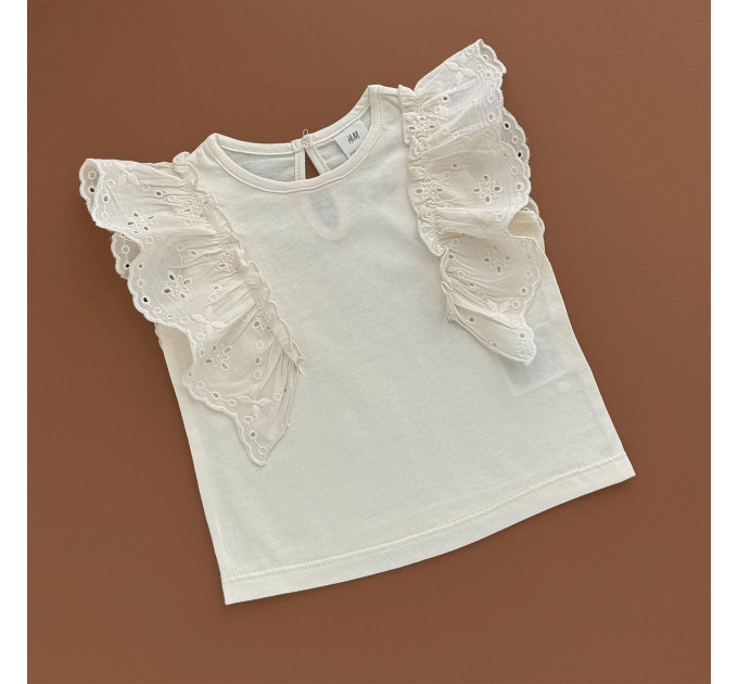 Футболка H&M, білий/рюшки