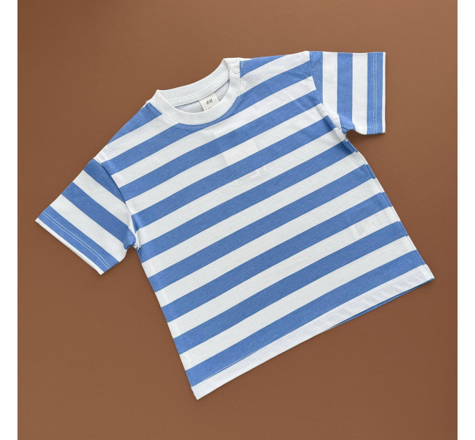 Футболка H&M, блакитний/широка полоска