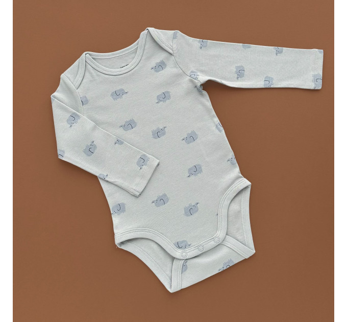 Боді H&M з довгим рукавом, блакитний/принт слоники