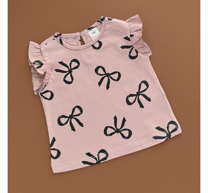 Футболка H&M, пудровий/бантики