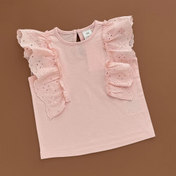 Футболка H&M, пудровий/рюшки
