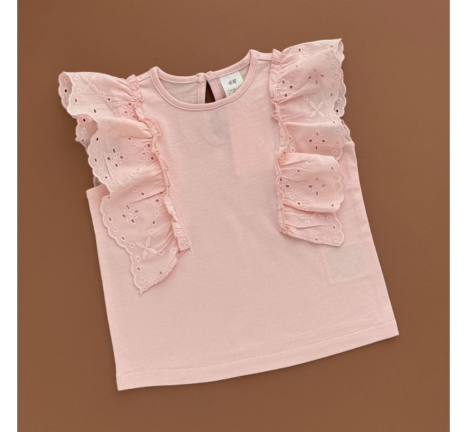 Футболка H&M, пудровий/рюшки