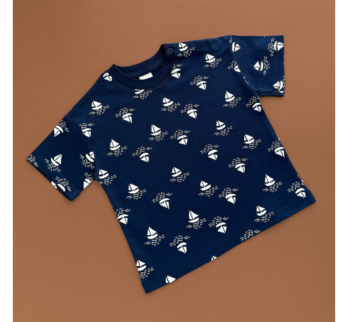 Футболка H&M, синій/кораблики