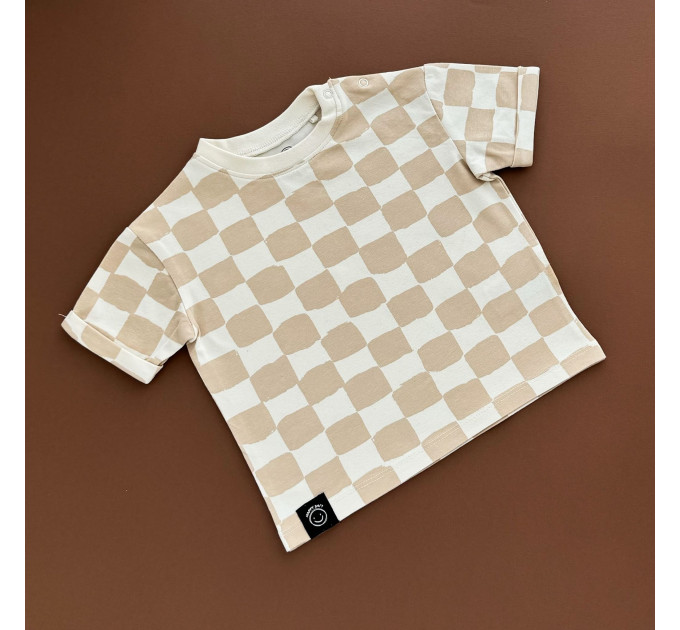 Футболка Next, бежевий/ клітинка