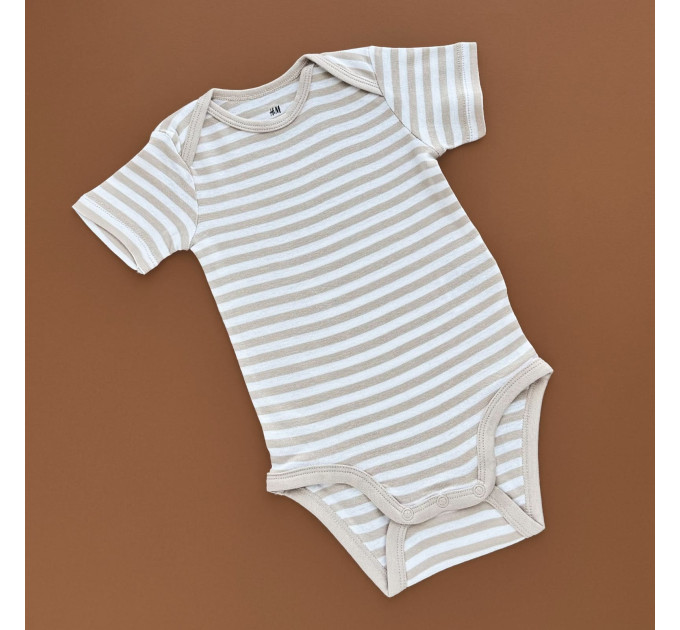 Боді H&M з коротким рукавом, молочний/бежева полоска