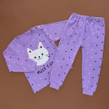 Піжама, реглан з штанами, фіолетовий/мордочка Котика