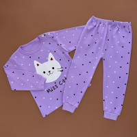 Піжама, реглан з штанами, фіолетовий/мордочка Котика