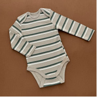 Боді C&A з довгим рукавом, бежевий/біло-зелена полоска