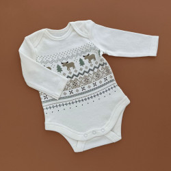 Боді C&A з довгим рукавом, білий/вишиванка олень