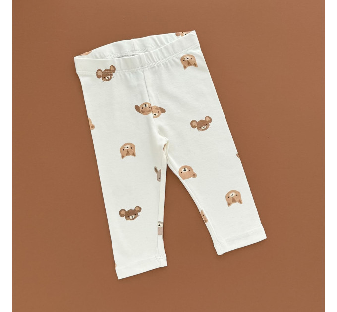 Лосіни H&M, молочний/мордочки ведмедиків, мишок, зайчиків