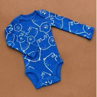 Боді Carter's з довгим рукавом, синій/принт ведмедики