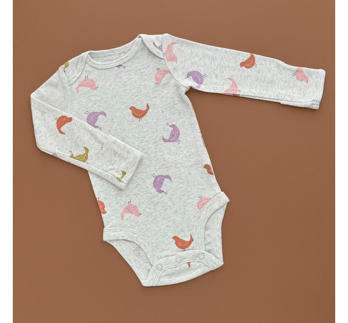 Боді Carter's з довгим рукавом, сірий/пташечки