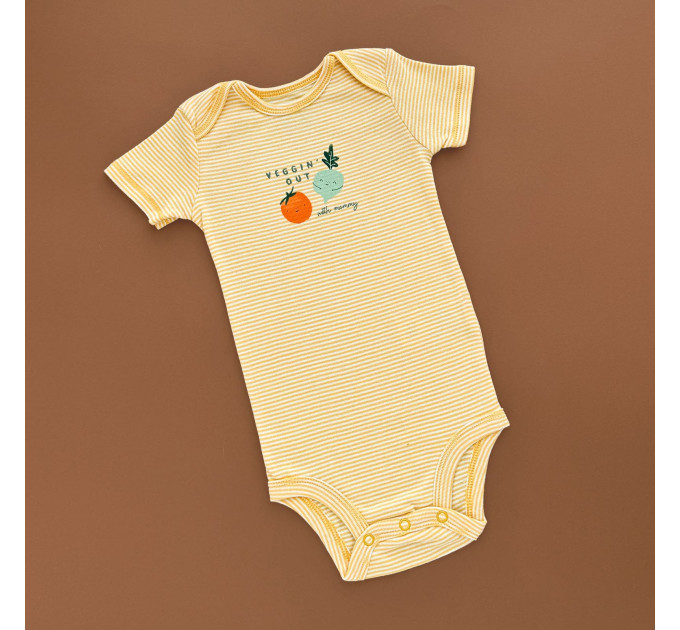 Боді Carter's з коротким рукавом, гірчиця полоска/овочі