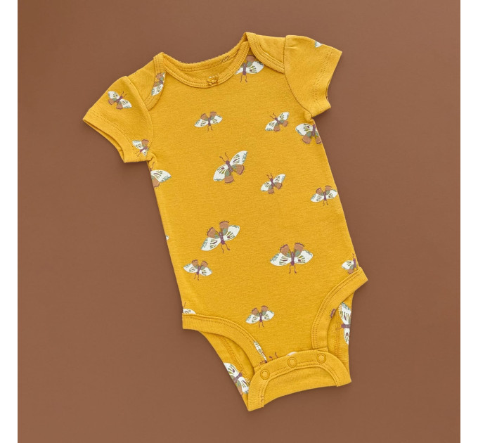 Боді Carter's з коротким рукавом, гірчиця/метелики