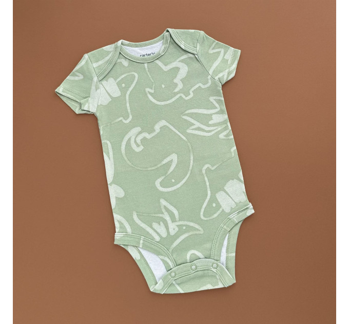 Боді Carter's з коротким рукавом, зелений/принт динозаври