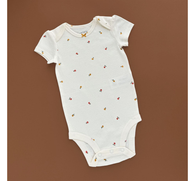 Боді Carter's з коротким рукавом, молочний/квіти