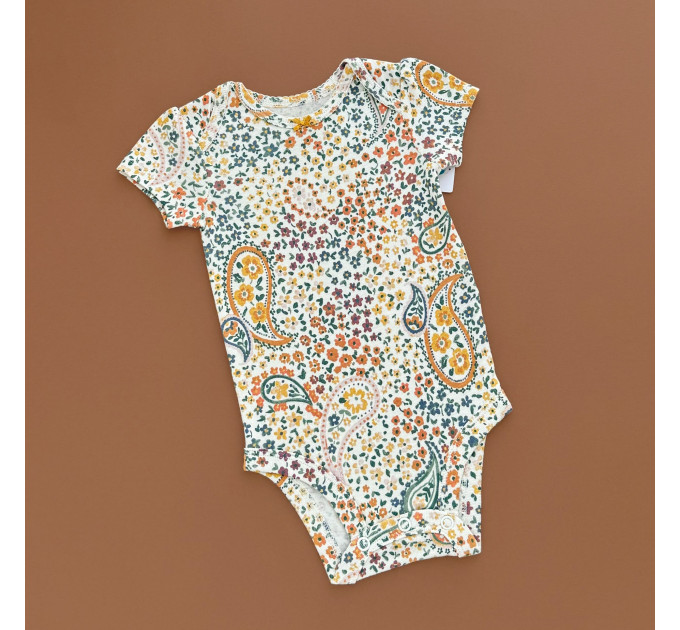 Боді Carter's з коротким рукавом, молочний/квіткова аплікація