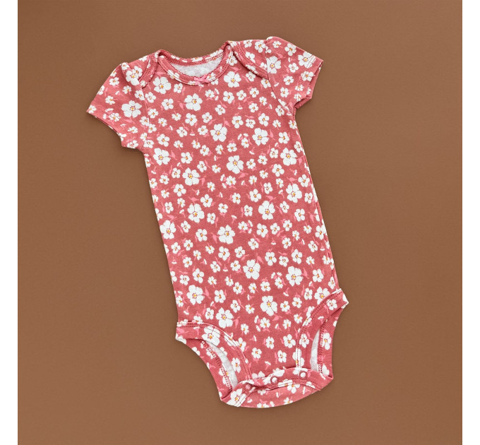 Боді Carter's з коротким рукавом, рожевий/квітка