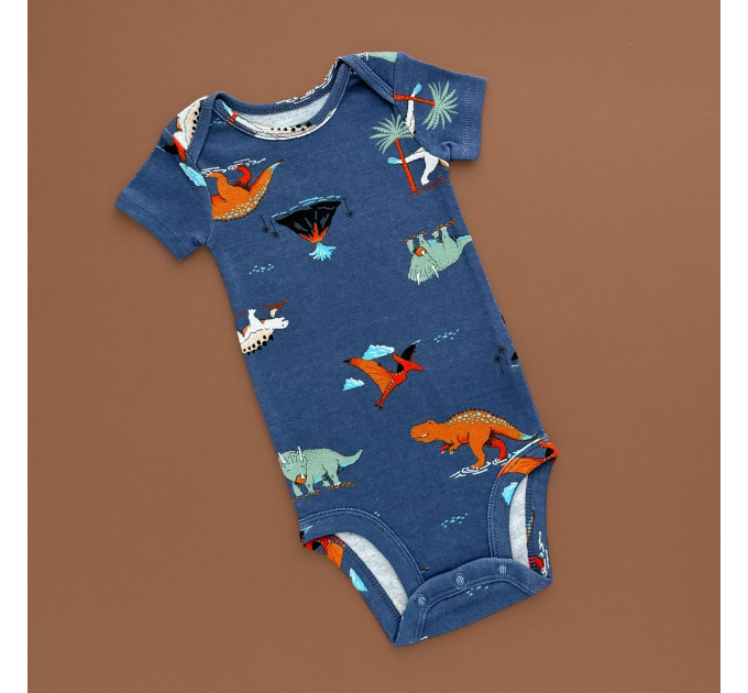 Боді Carter's з коротким рукавом, синій/динозаврики