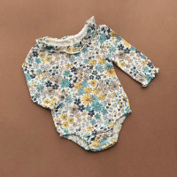 Боді George з довгим рукавом, білий/дрібні квіточки