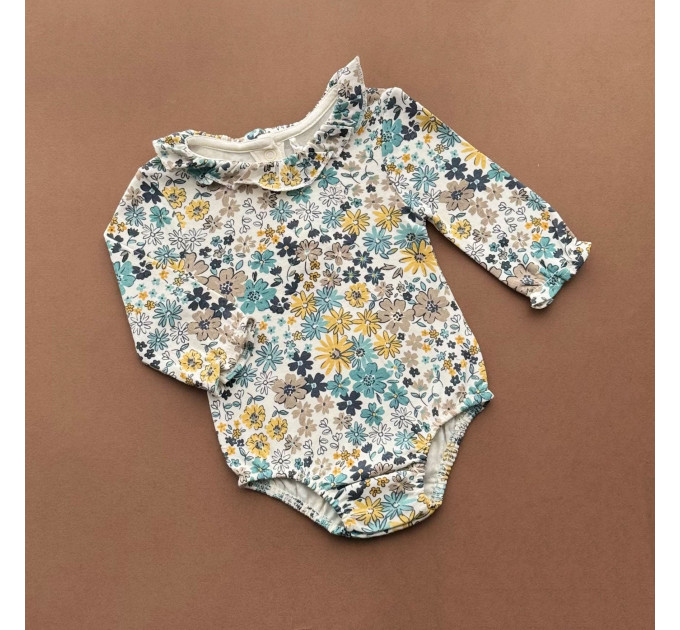 Боді George з довгим рукавом, білий/дрібні квіточки