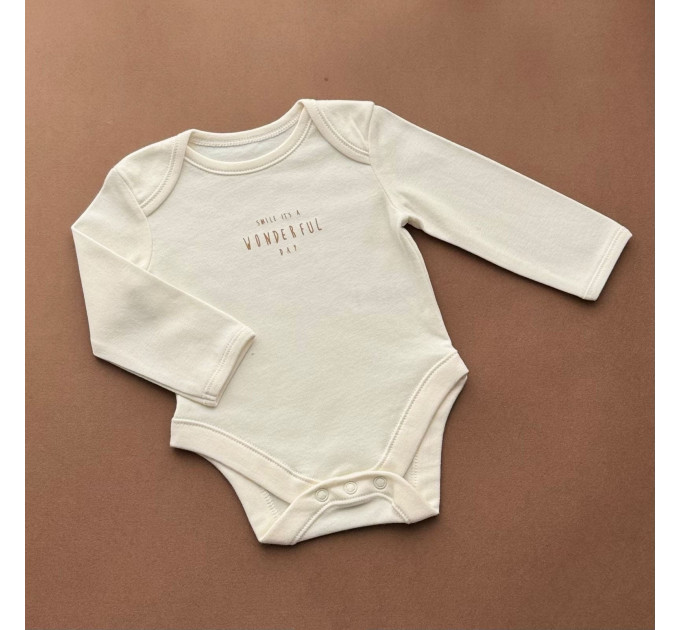 Боді George з довгим рукавом, молочний/Smile is a Wonderful day