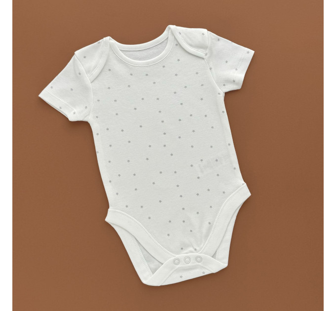 Боді George з коротким рукавом, молочний/сірі цяточки