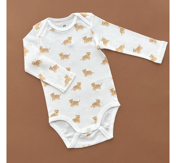 Боді H&M з довгим рукавом, білий/тигренята