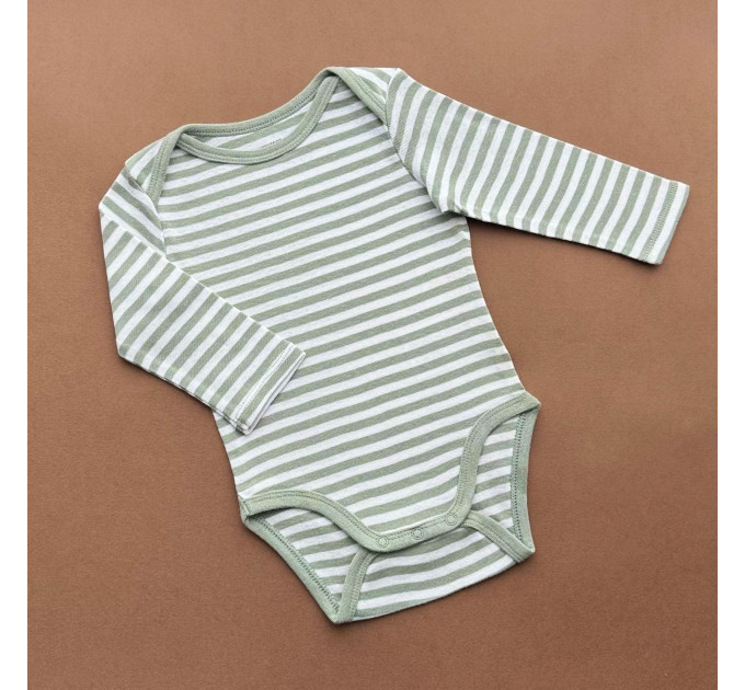 Боді H&M з довгим рукавом, зелений/полоска