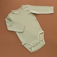 Боді H&M з довгим рукавом, кнопки на плечі, хакі/рубчик