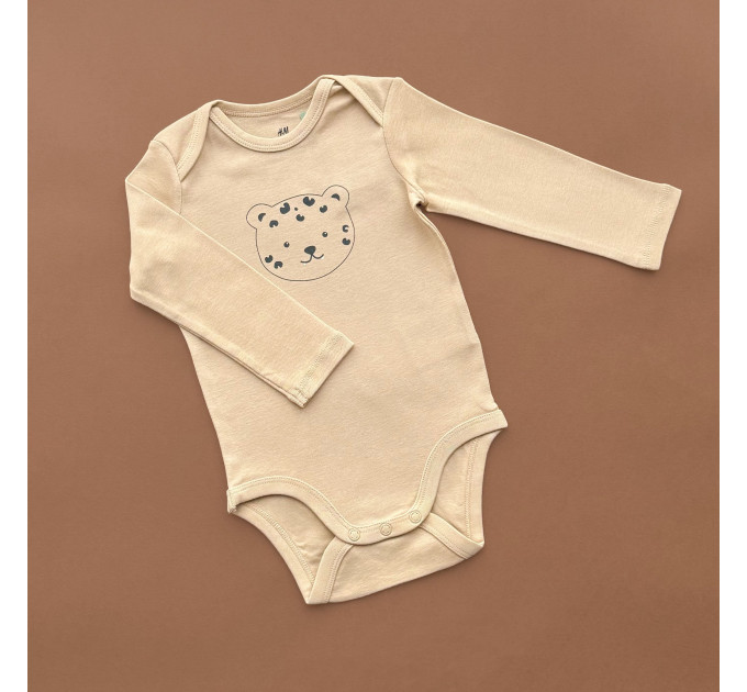 Боді H&M з довгим рукавом, коричневий/мордочка тигра