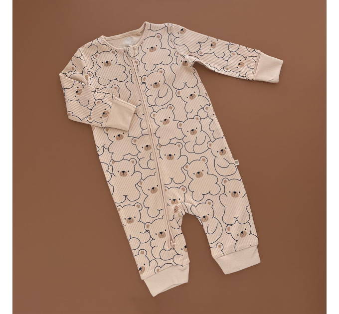 Чоловічок Next, відкрита ніжка, бежевий/ведмедики рубчик